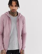 Asos Design Muscle Zip Thru Hoodie In Dusty Purple - Purple