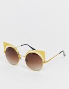 Monki Metal Frame Sunglasses - Brown