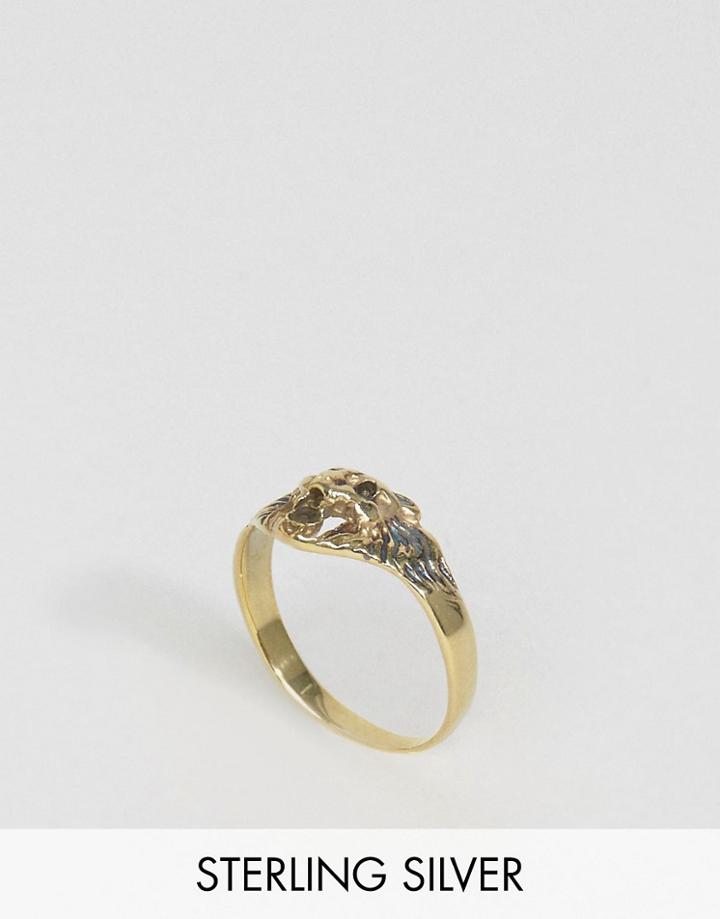 Asos Sterling Silver Lion Ring - Gold