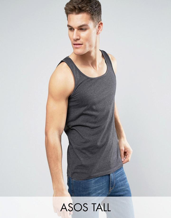 Asos Tall Tank In Charcoal - Gray