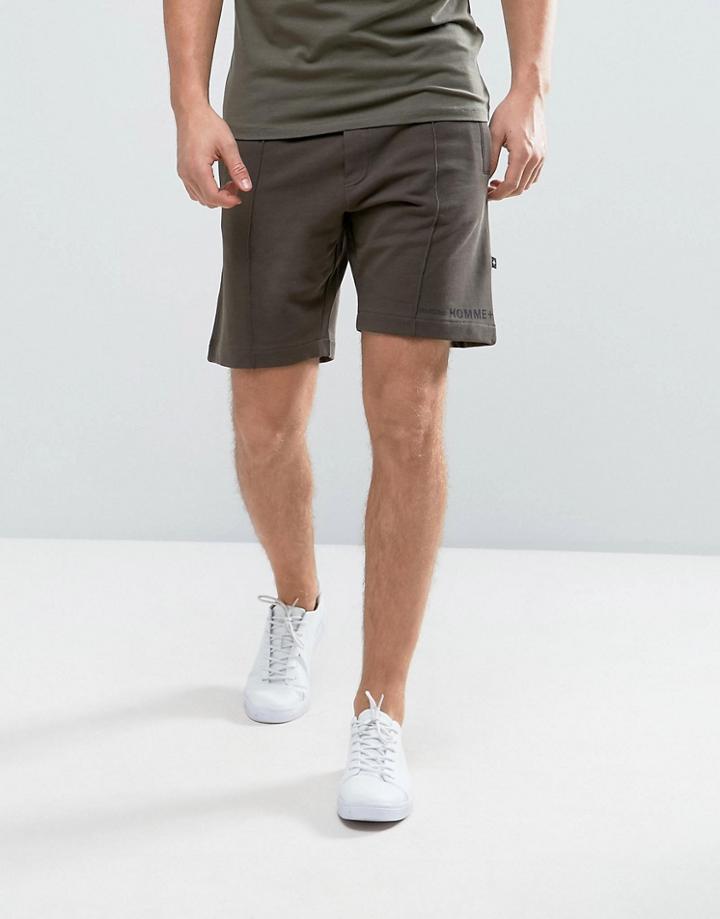 Selected Homme+ Jersey Shorts With Branding - Green