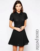 Asos Petite Exclusive Shirt Dress With Pleated Skirt - Black $21.00