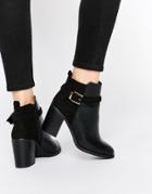 Miss Kg Swift Black Block Heel Ankle Boot With Straps - Black
