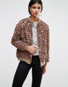A Star Is Born Heavy Embellished Bomber Jacket - Brown