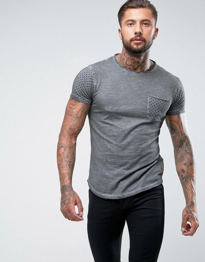 Ringspun Polka Dot Pocket T-shirt - Gray