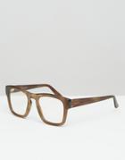 Gucci Square Clear Lens Glasses - Brown