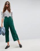 Asos Tailored Culottes With Notch Waist - Green