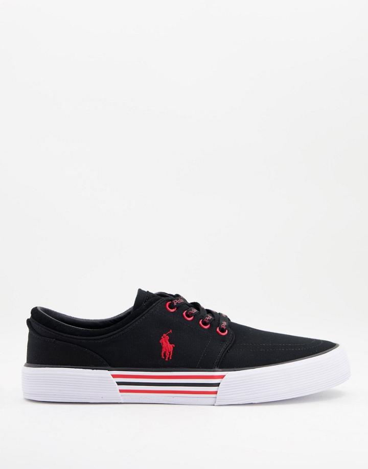 Polo Ralph Lauren Faxon Canvas Sneakers In Black With Pony Logo
