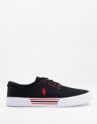Polo Ralph Lauren Faxon Canvas Sneakers In Black With Pony Logo