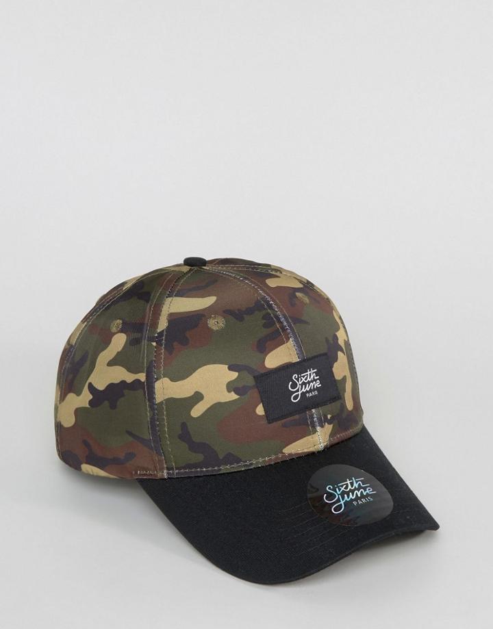 Sixth June Baseball Cap In Camo - Green
