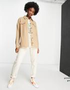 Asos Design Fluffy Suit Shacket In Camel - Part Of A Set-neutral