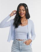New Look Cardi And Cami Twin Set In Light Blue-blues