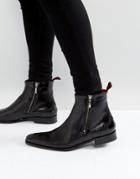 Jeffery West Scarface Brogue Zip Boots In Black Leather - Black