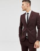 New Look Skinny Fit Suit Jacket In Burgundy - Red