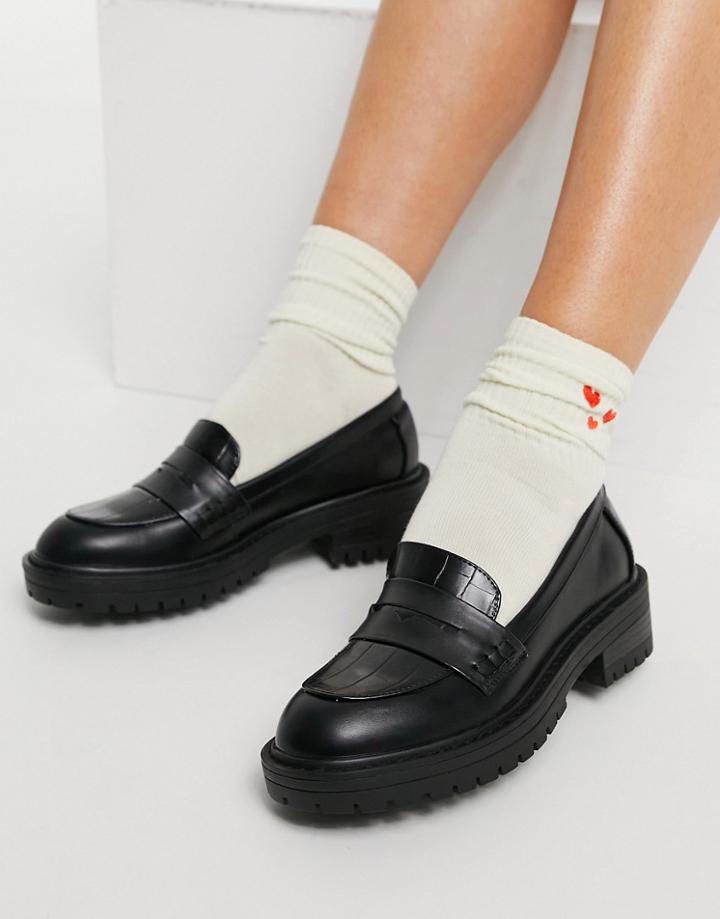 New Look Chunky Croc Loafers In Black