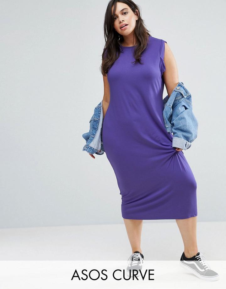Asos Curve Twist Detail Sleeveless Midi Tank Dress - Purple