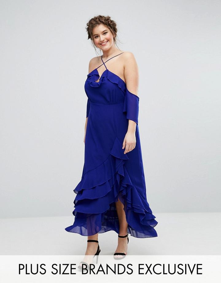 Truly You Delicate Ruffle Maxi Dress - Blue