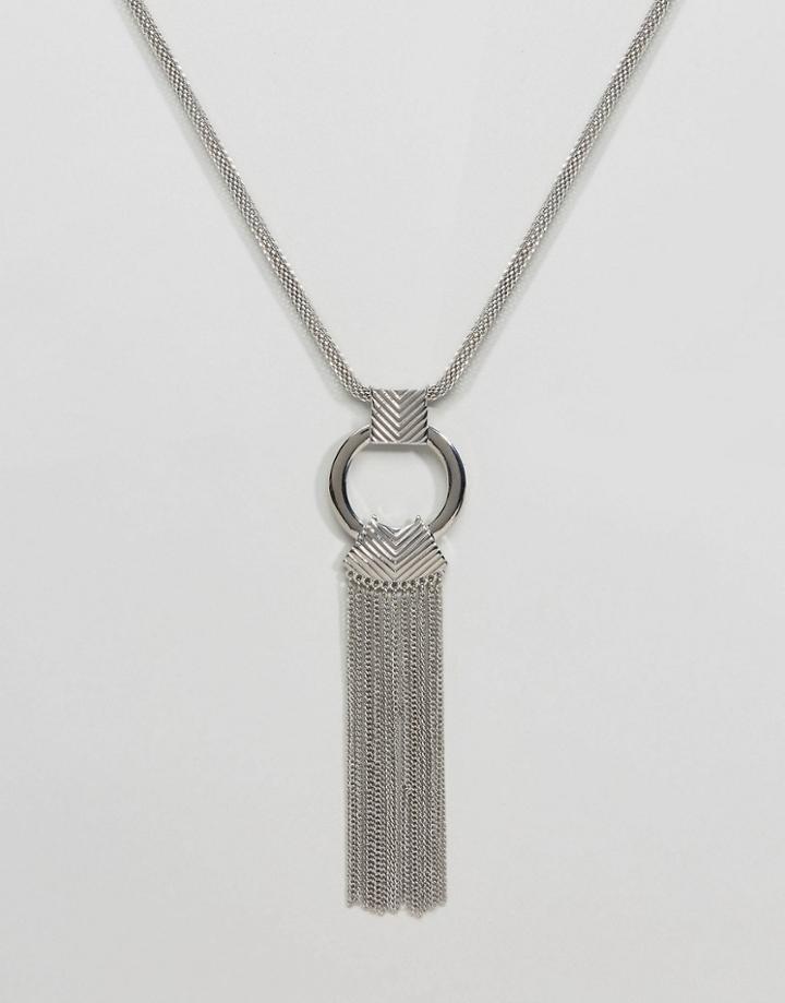 Steve Madden Tassel Necklace - Silver