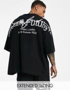 Asos Dark Future Oversized T-shirt With Large Shoulder Layered Logo Print In Black - Part Of A Set