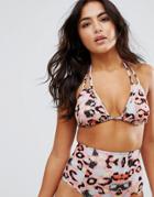 Asos Fuller Bust Exclusive Colored Animal Print Triangle Bikini Top Dd