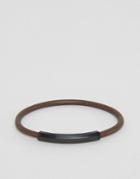 Emporio Armani Slim Leather Bracelet In Black - Black