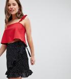 Asos Design Petite Crop Cami Top With Broderie Ruffle Sleeve - Orange