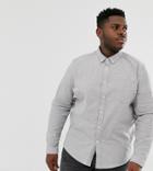 Asos Design Plus Regular Fit Oxford Shirt In Gray Yarn Dye - Gray