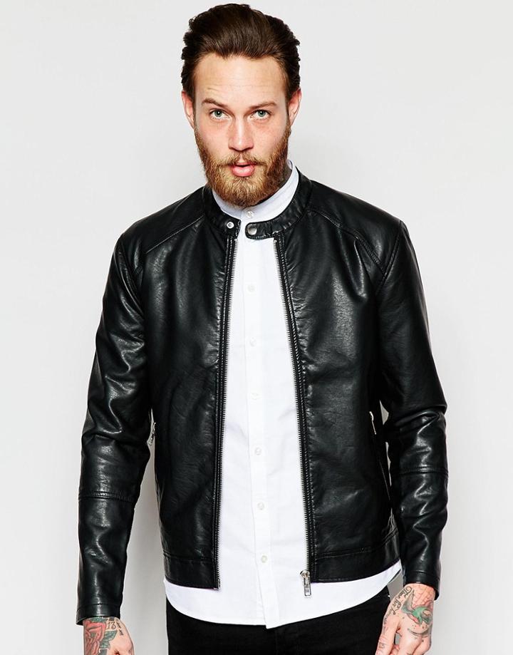 Minimum Faux Leather Biker Jacket - 988 Jet Black