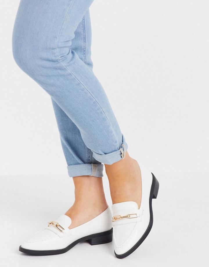 Glamorous Loafers With Gold Trim In White