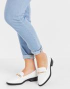 Glamorous Loafers With Gold Trim In White