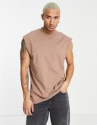 Asos Design Oversized Fit Tank Top In Light Brown