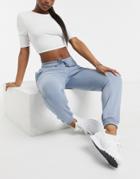 Threadbare Vera High Waisted Sweatpants In Dusty Blue-blues