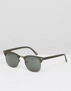 Asos Retro Sunglasses In Khaki - Green