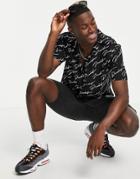 River Island Prolific Aop Revere Shirt In Black