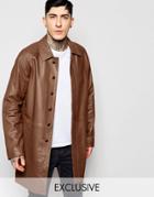 Black Dust Leather Trench Coat - Tan