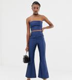 Reclaimed Vintage Inspired Two-piece Flare Pants In Satin - Blue