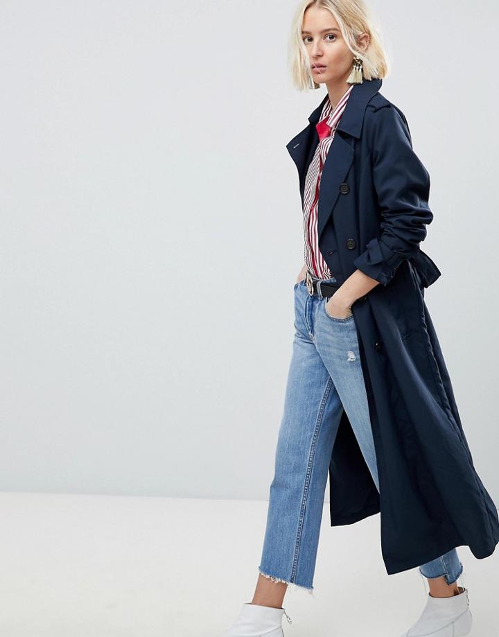 Vero Moda Maxi Length Trench - Navy