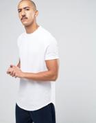 Asos Super Longline T-shirt With Curved Front And Back Hem In White He