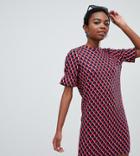 Noisy May Petite Short Sleeve Textured Print Dress-multi