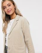 Monki Winnie Pocket Front Blazer Jacket In Beige-neutral
