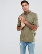 Another Influence Plain Revere Collar Short Sleeve Shirt - Green