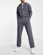 Asos Design Straight Leg Sweatpants In Gray - Part Of A Set-blue