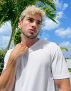 Asos Design T-shirt In White Linen Mix