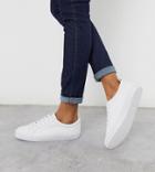 Asos Design Wide Fit Dunn Lace Up Sneakers In White
