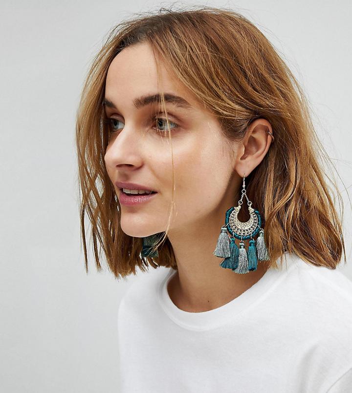 Reclaimed Vintage Inspired Tassel Boho Drop Earrings (+) - Gold