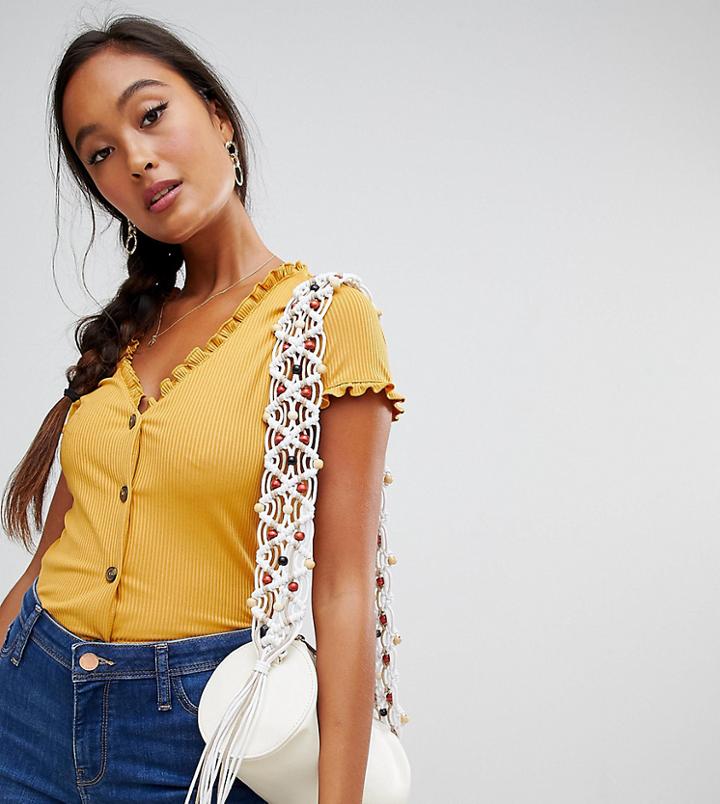 Miss Selfridge Button Through Top In Ochre