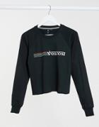 Volcom Truly Stoked Crew Logo Sweatshirt In Black
