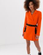 Collusion Blazer Dress With Utility Details - Red
