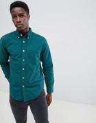 Abercrombie & Fitch Slim Fit Icon Logo Oxford Shirt In Olive Green - Green