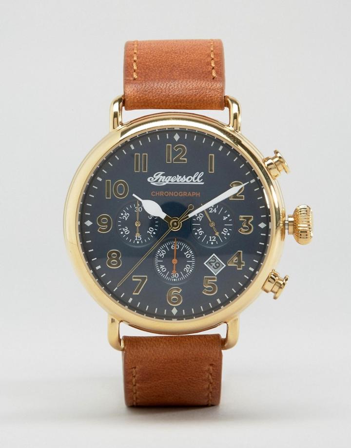 Ingersoll Trenton Quartz Chronograph Leather Watch In Tan - Tan